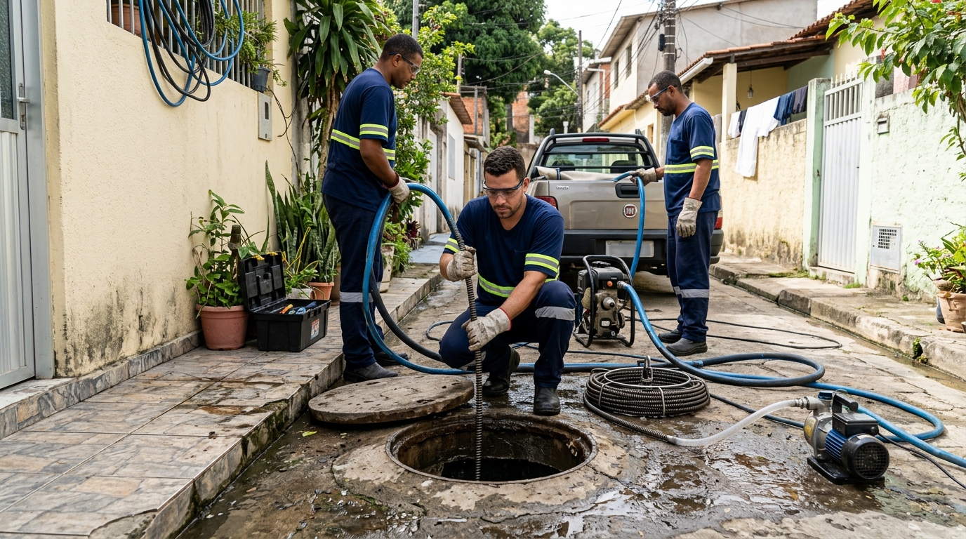 Desentupimento de esgoto com hidrojateamento em Joinville-SC