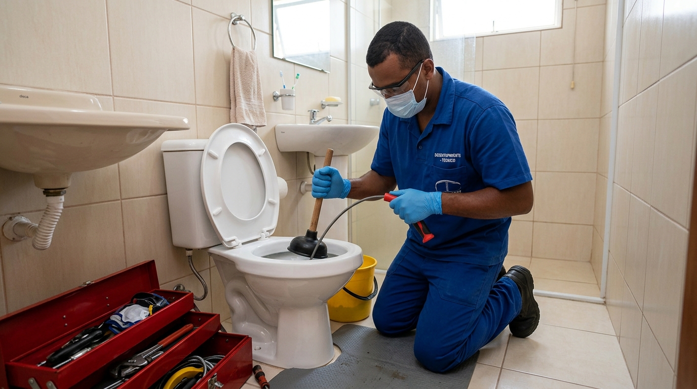 Desentupimento de vaso profissional em Joinville-SC
