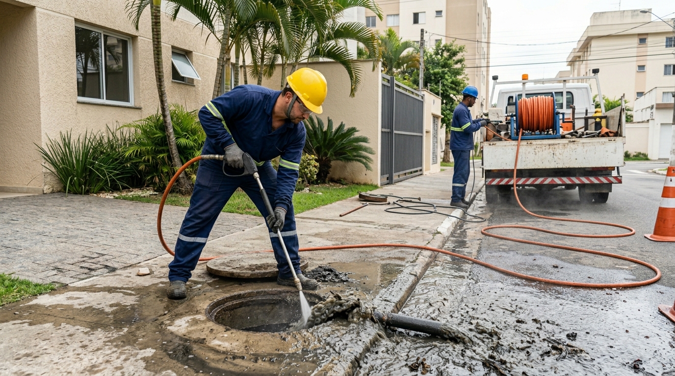 Hidrojateamento com jato de alta pressão em Joinville-SC